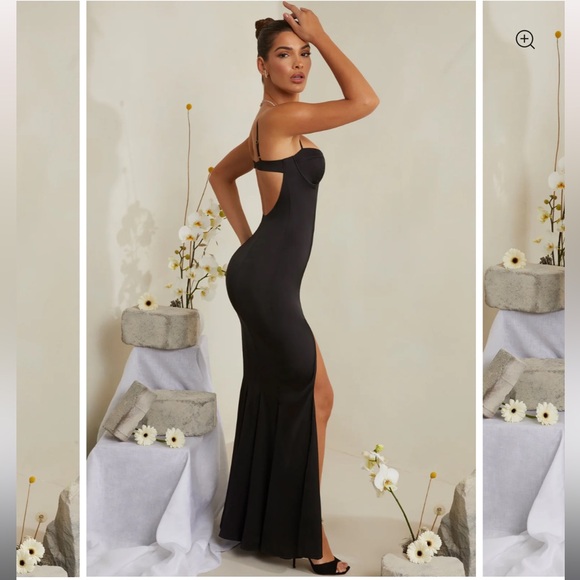 Oh Polly FLAVIA Cut Out Fishtail Maxi Dress in Black Size 0 - Picture 4 of 11